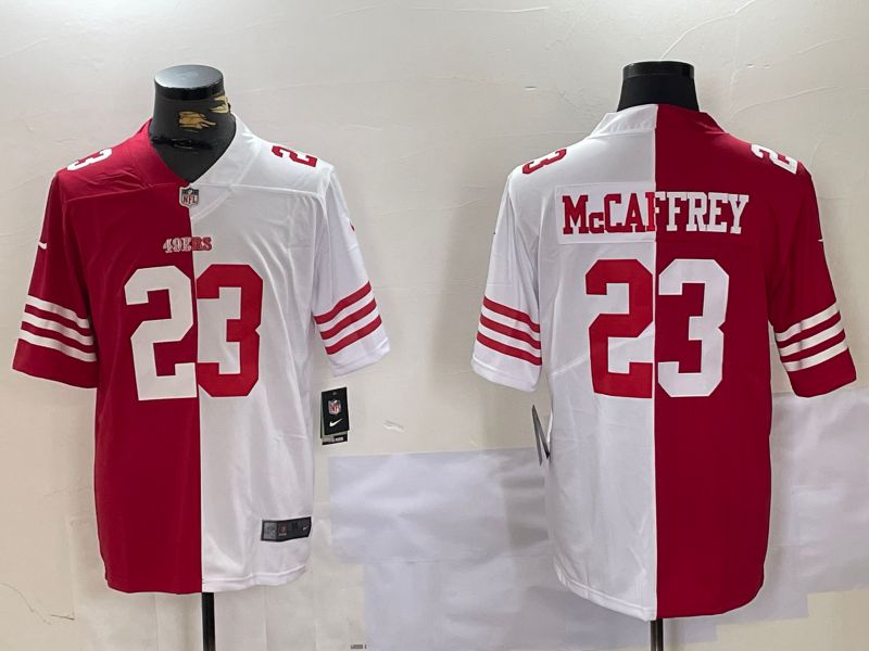 Men San Francisco 49ers 23 Mccaffrey Red White Nike 2024 Limited NFL Jersey style 1008